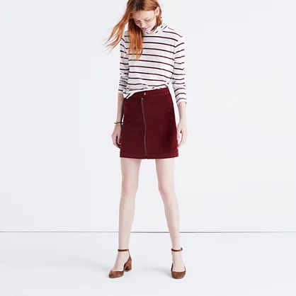 Studio Zip Skirt in Velvet | Madewell
