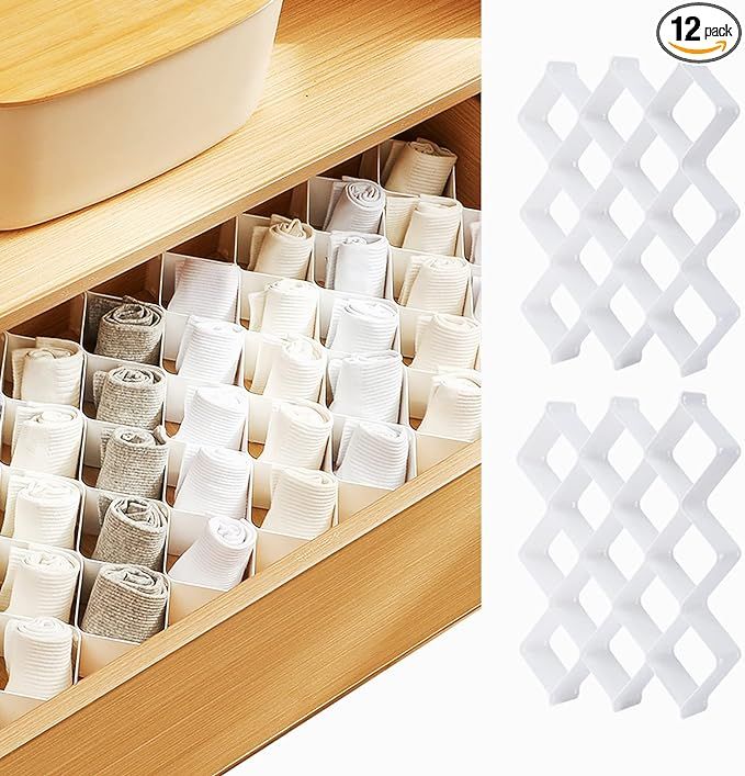 ROUFA Drawer Dividers Organizers, Plastic Drawers Organizer for Panties and Bras, Honeycomb Drawe... | Amazon (US)