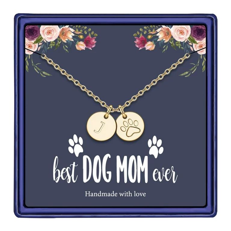 TINGN Dog Mom Gifts for Women Necklace 14k Gold Filled Letter Initial Necklace Alphabet Disc Pupp... | Walmart (US)
