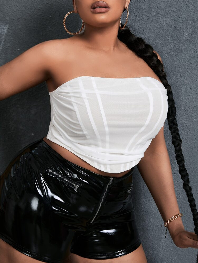 SHEIN SXY Plus Curved Hem Tube Top | SHEIN