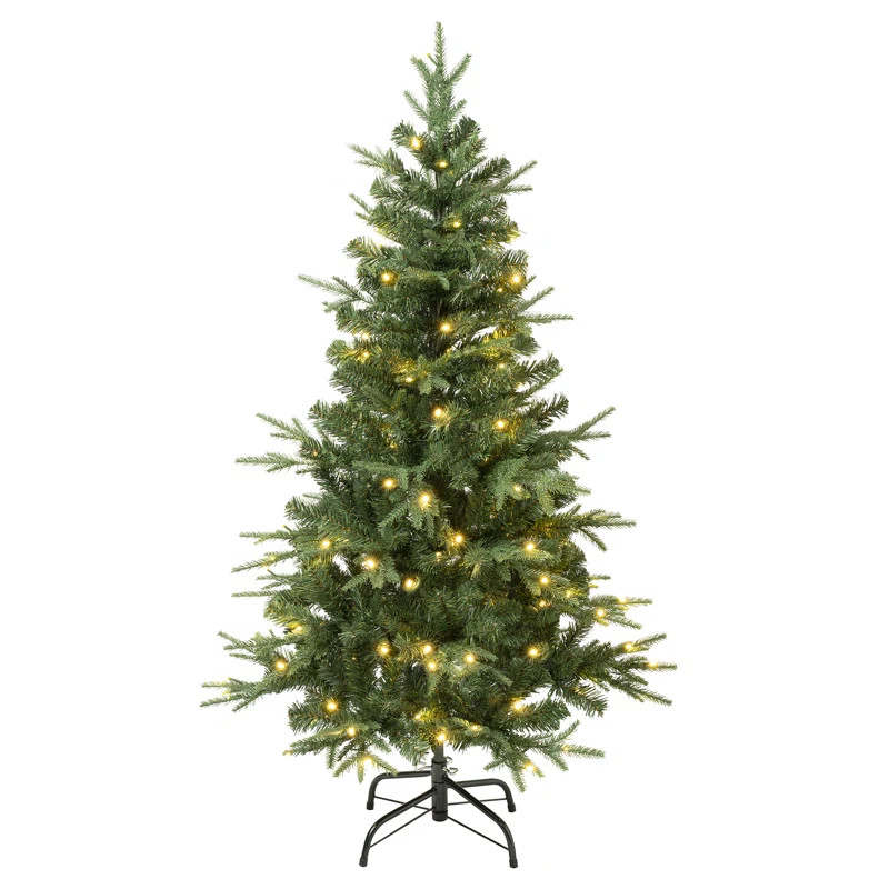 54" H Regular Realistic Artificial PVC and PE Blend Fir Christmas Tree | Wayfair North America