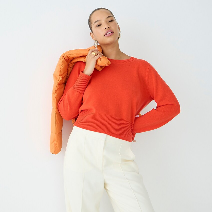 Cropped cashmere crewneck sweater | J. Crew US