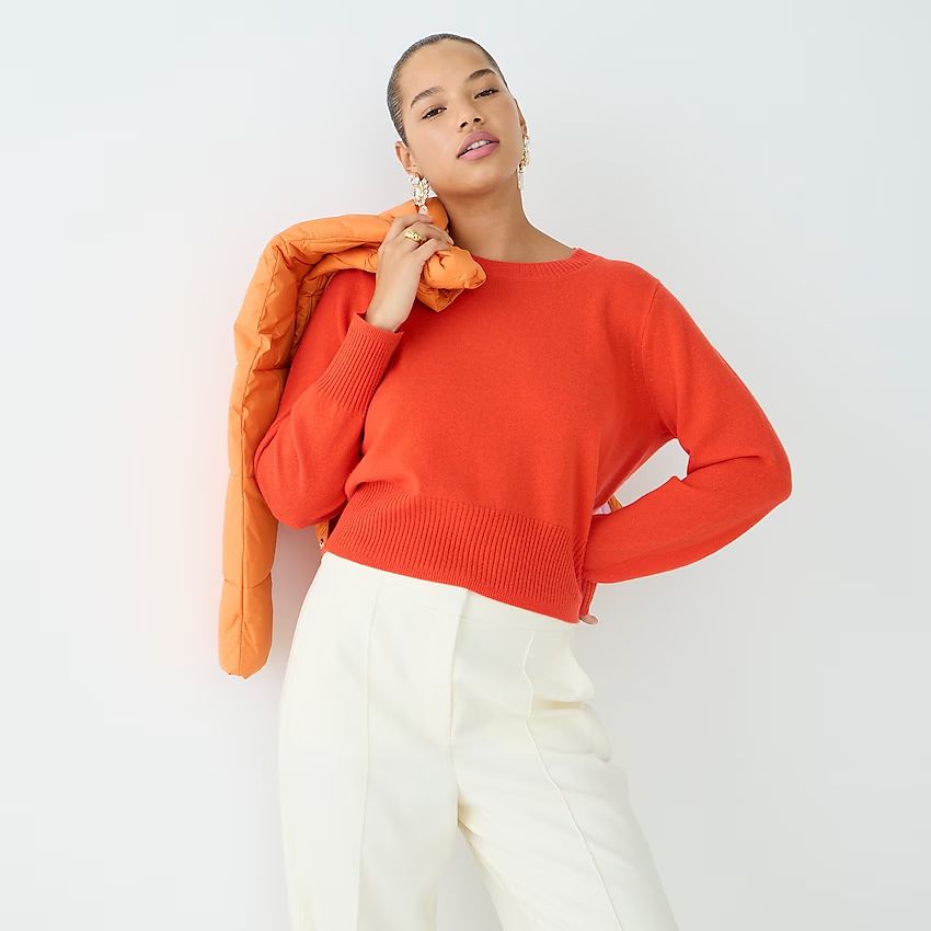 Cropped cashmere crewneck sweater | J.Crew US