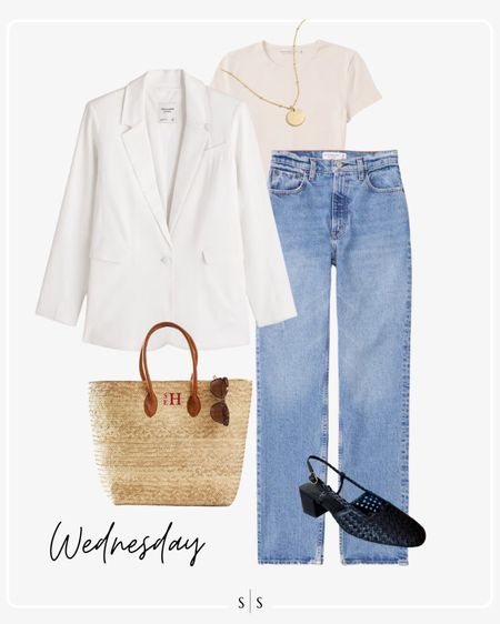 Style Guide of the Week | Transitional outfits to wear in between Summer and Fall

White blazer, straight jeans, tee bodysuit, straw tote, sling back woven sandals

Timeless style, outfit ideas, transitional style, warm weather style, Fall outfit, Summer outfits, closet basics, casual style, chic style, everyday outfit. See all details on thesarahstories.com ✨

#LTKstyletip