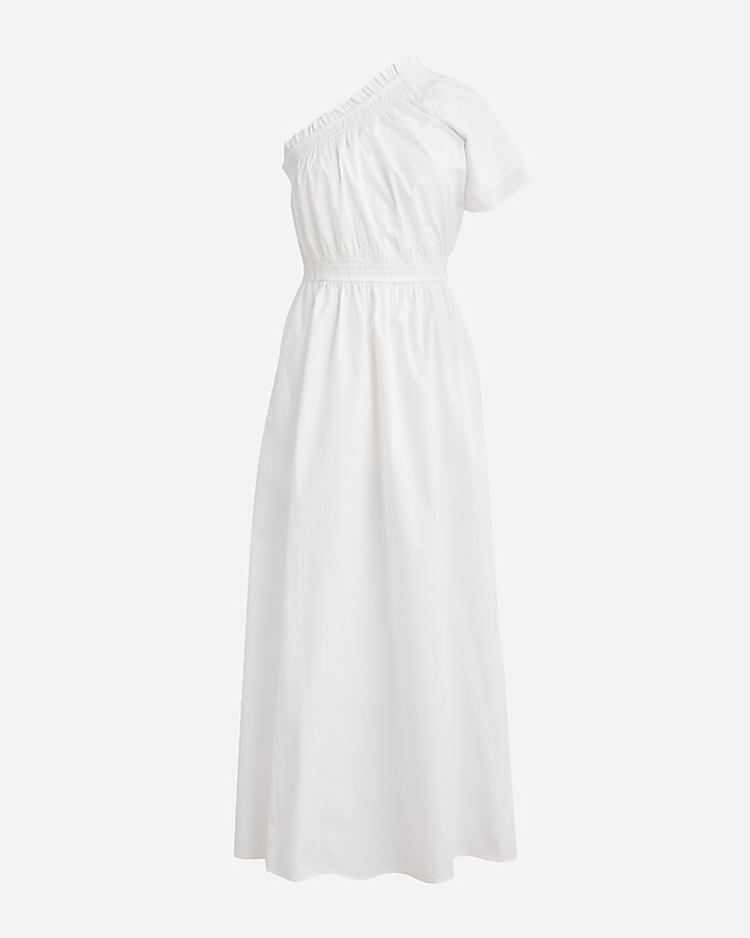 Smocked one-shoulder dress in cotton poplin | J. Crew US
