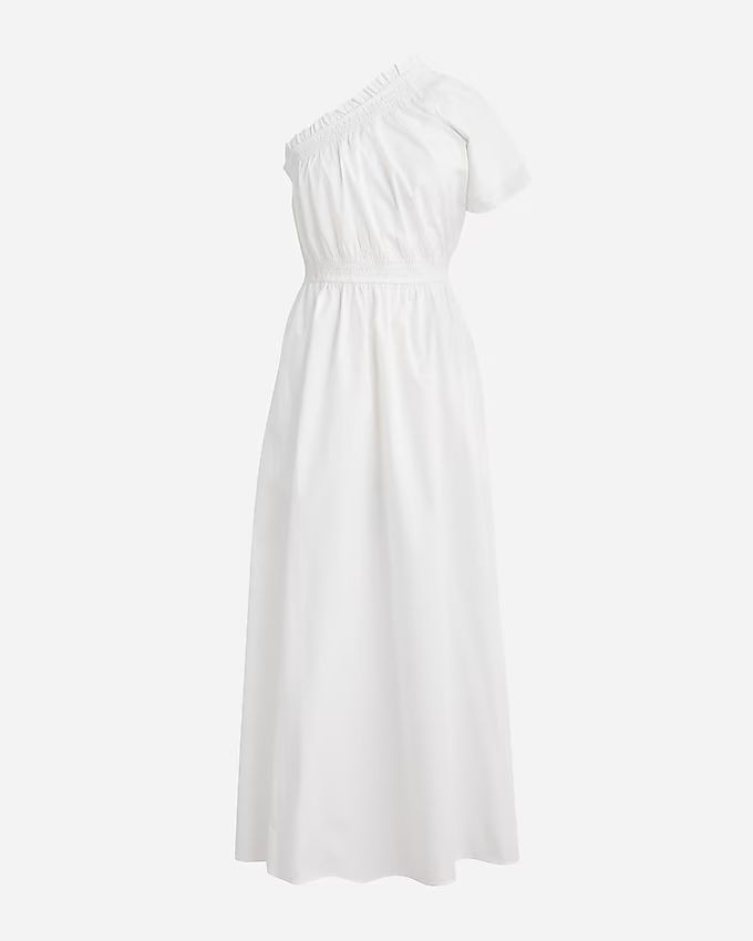 Smocked one-shoulder dress in cotton poplin | J.Crew US