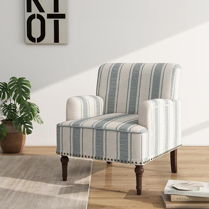 Accent Chair, Mid Century Modern Comfy Armchair for Living Room, Linen Fabric Single Sofa Lounge ... | Amazon (US)