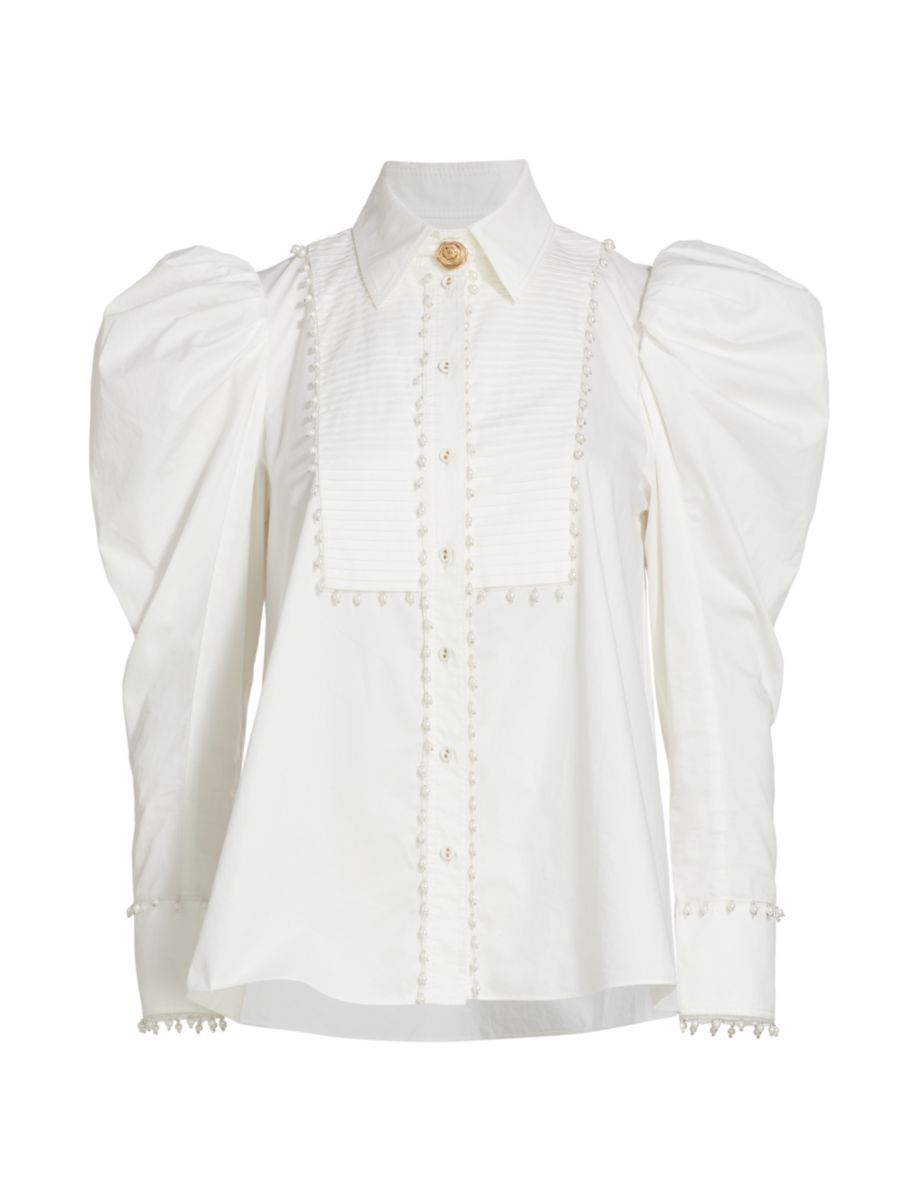 Florence Pearl-Trim Blouse | Saks Fifth Avenue