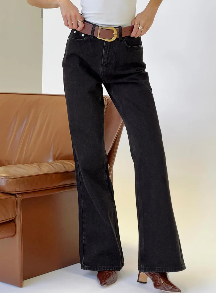 Maple Mid Rise Flare Washed Black | Princess Polly US