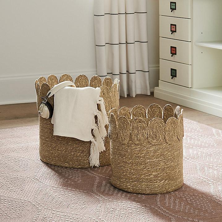 Scalloped Baskets Set of 2 Handwoven Seagrass Storage & Nesting Capability | Ballard Designs, Inc.