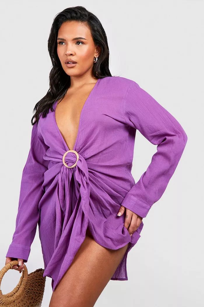 Plus Cheesecloth Ring Detail Beach Dress | Boohoo.com (UK & IE)