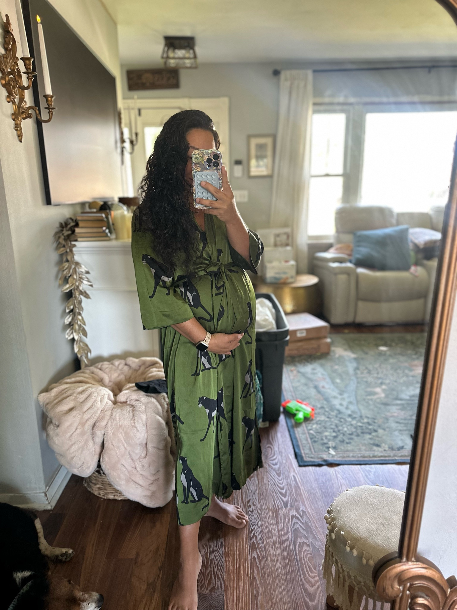 This satin comfy robe is perfect & from target! It even works with the bump. 🙌🏼 you can even grab the pajama sets in this green/panther style  

#LTKStyleTip #LTKBump