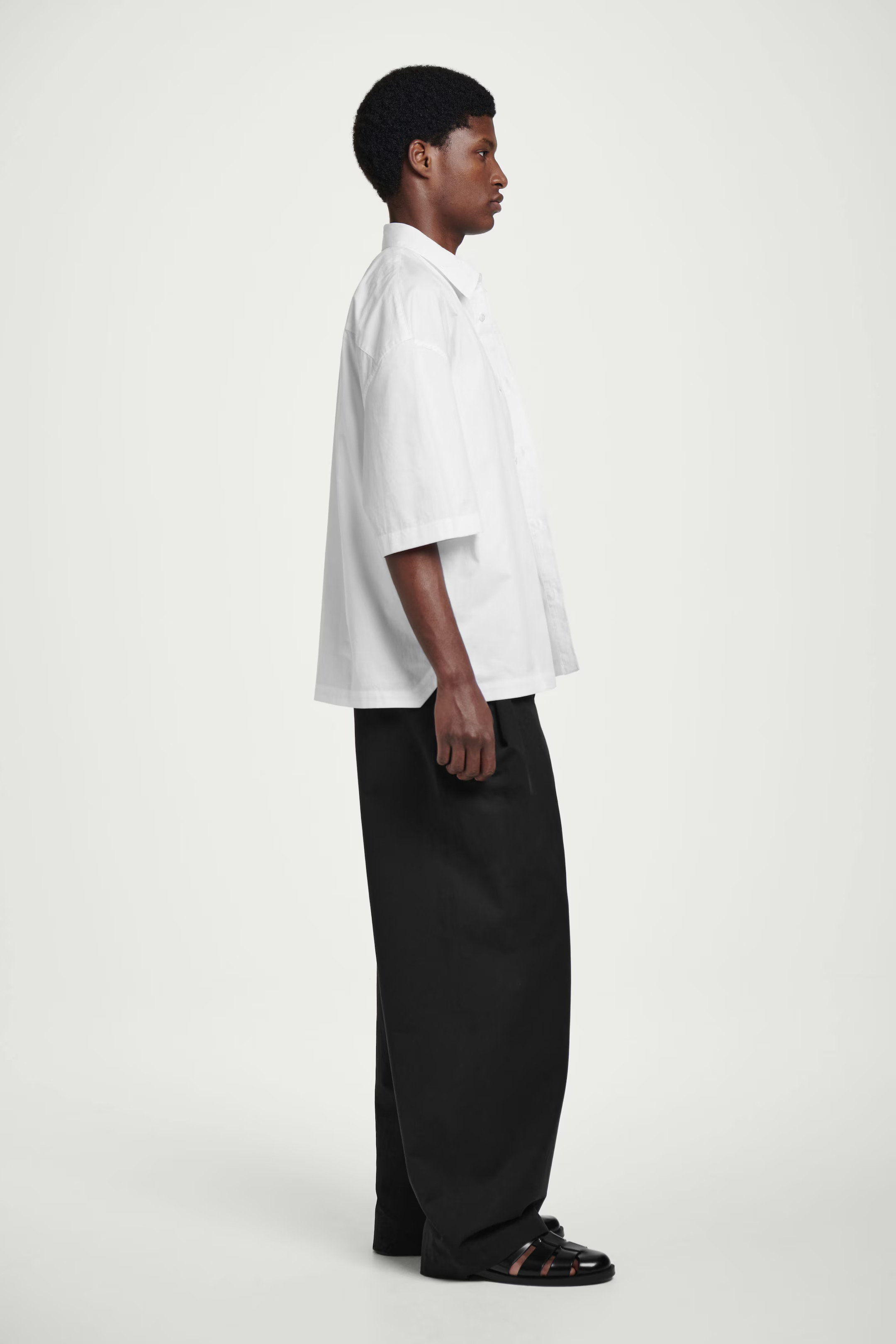 BOXY SHORT-SLEEVED COTTON SHIRT - WHITE | COS UK