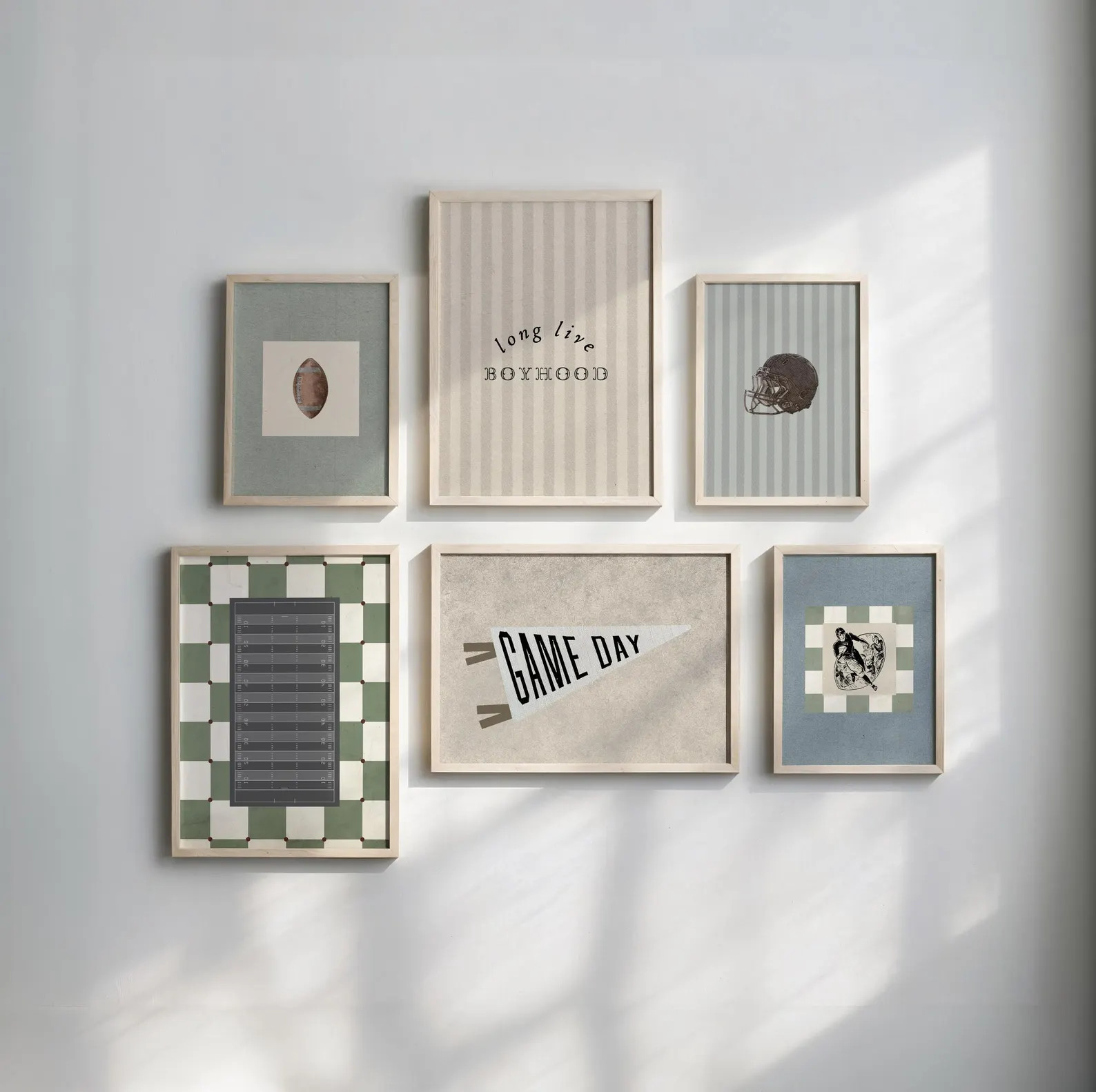 Vintage Football Nursery Art Prints, Set of Nine Vintage Sports Gallery Wall Posters, Football Bo... | Etsy (US)