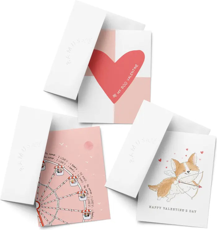 Love/Valentine's Assorted Greeting Card Pack (3ct) "Boo Valentine, Love Ferris Wheel, Corgi Cupid... | Nordstrom