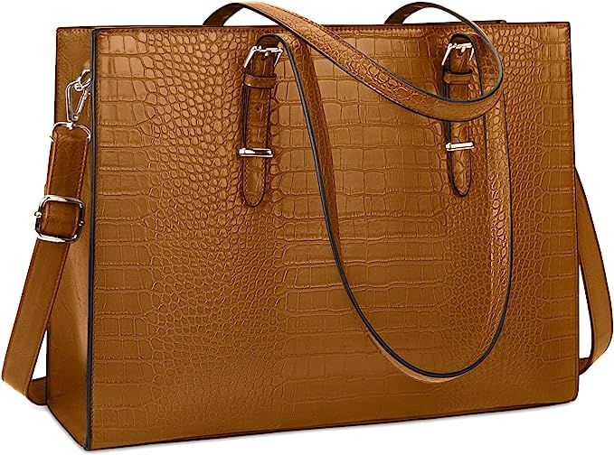 Laptop Bag for Women 15.6 inch Laptop Tote Bag Leather Classy Computer Briefcase for Work Waterpr... | Amazon (US)