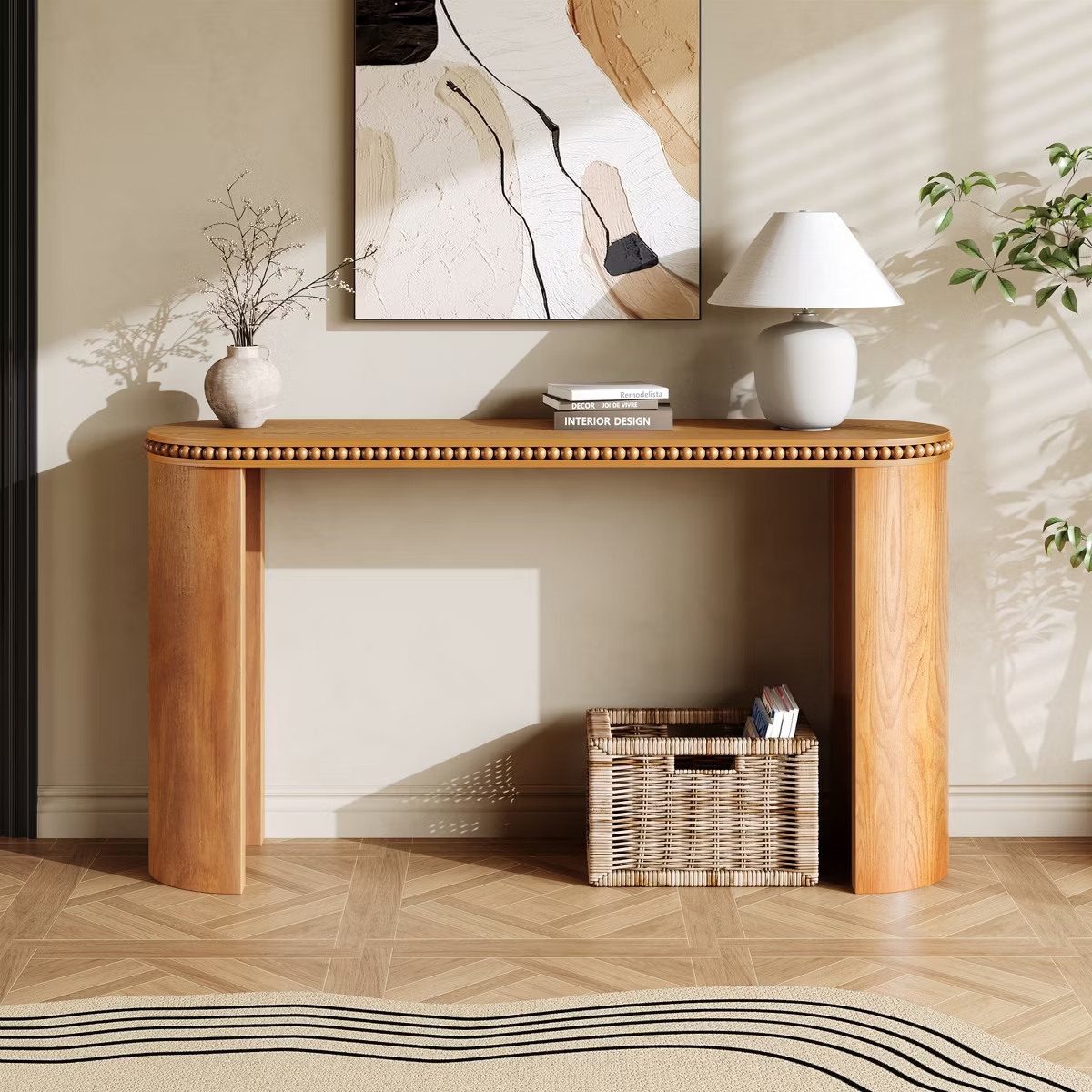 Bella Depot 59.8" Entryway Accent Console Table with Beaded Trim and Reversible Curved Legs | Target