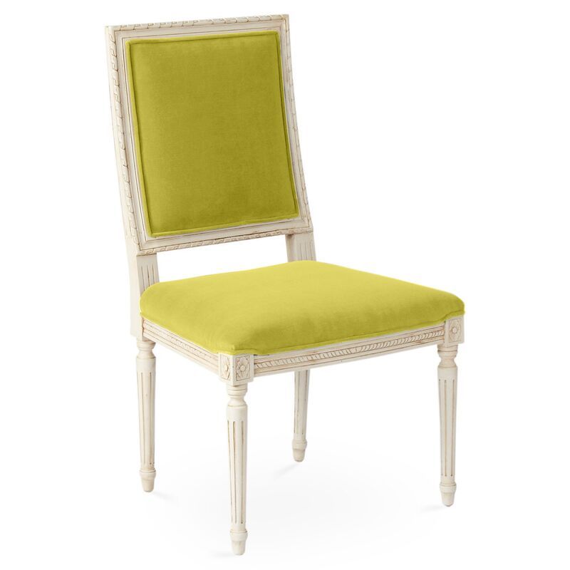 Exeter Side Chair, Chartreuse Velvet | One Kings Lane