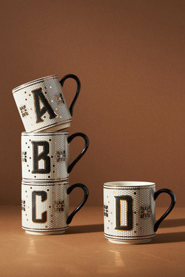 The Bistro Tile Stoneware Mug: Monogram Edition | Anthropologie (US)