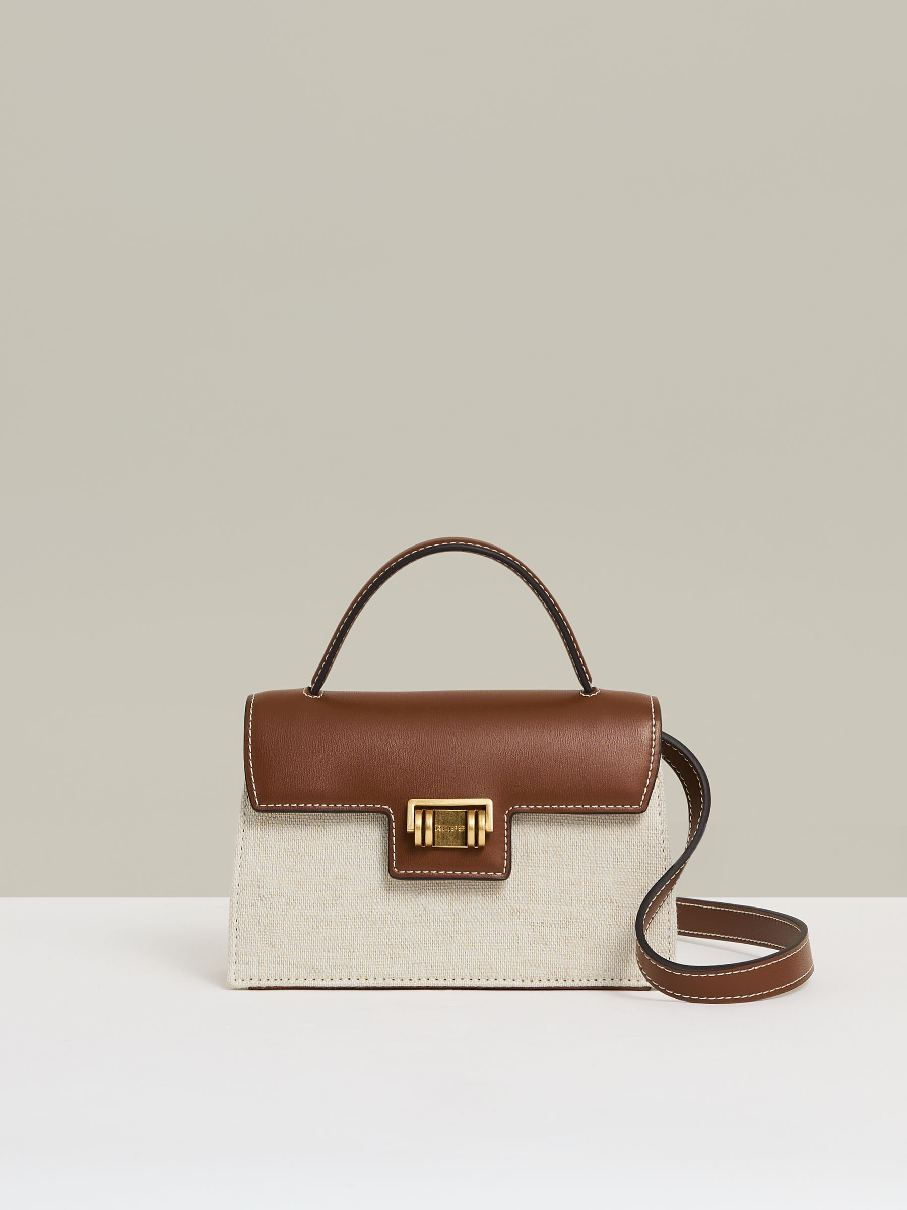 Reiss Girls Linen Canvas Top Handle Bag in Neutral - REISS | Reiss UK