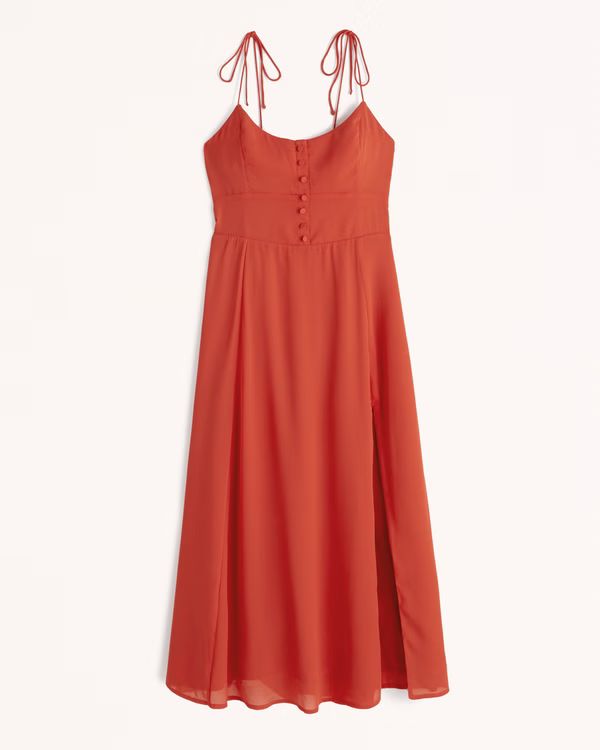 Tie-Strap Corset Midi Dress | Abercrombie & Fitch (US)