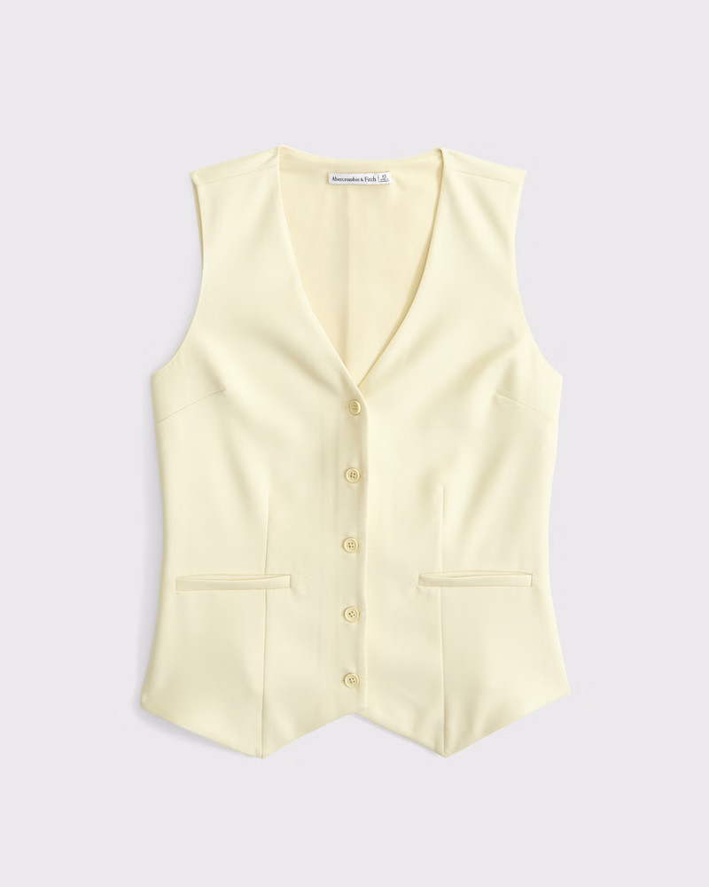 Abercrombie & Fitch Women's Easy Tailored Vest in Yellow - Size XXS | Abercrombie & Fitch (US)