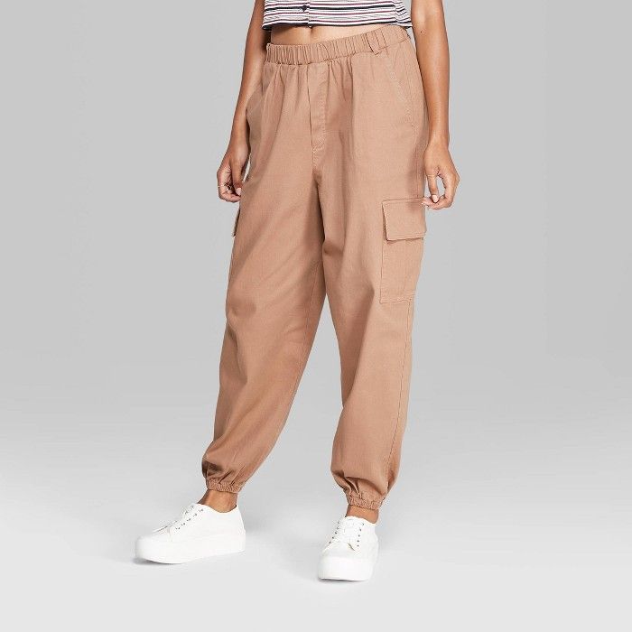 Women's High-Rise Baggy Relaxed Cargo Pants - Wild Fable™ Light Brown | Target