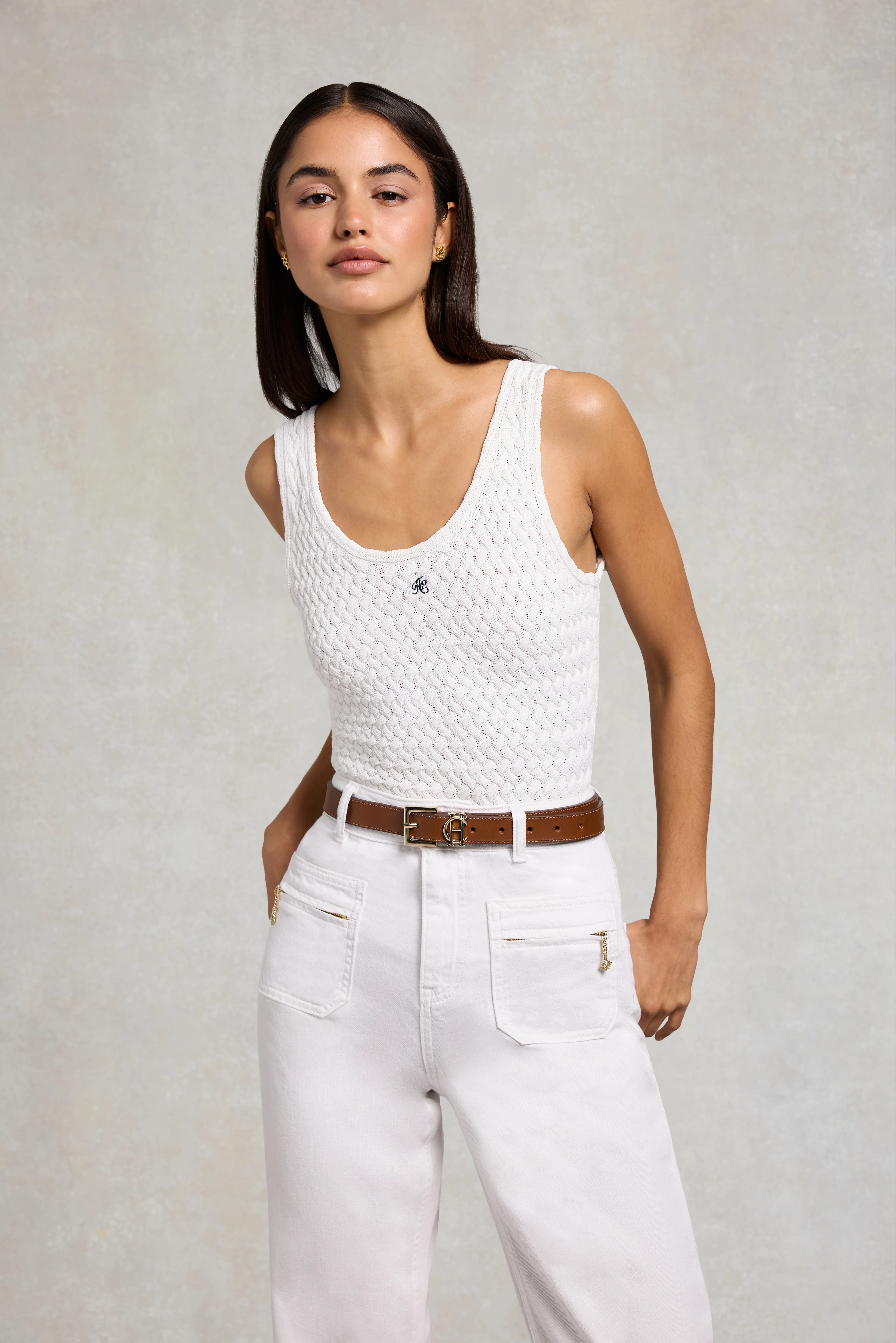Aurelia Knitted Vest (Natural) | Holland Cooper