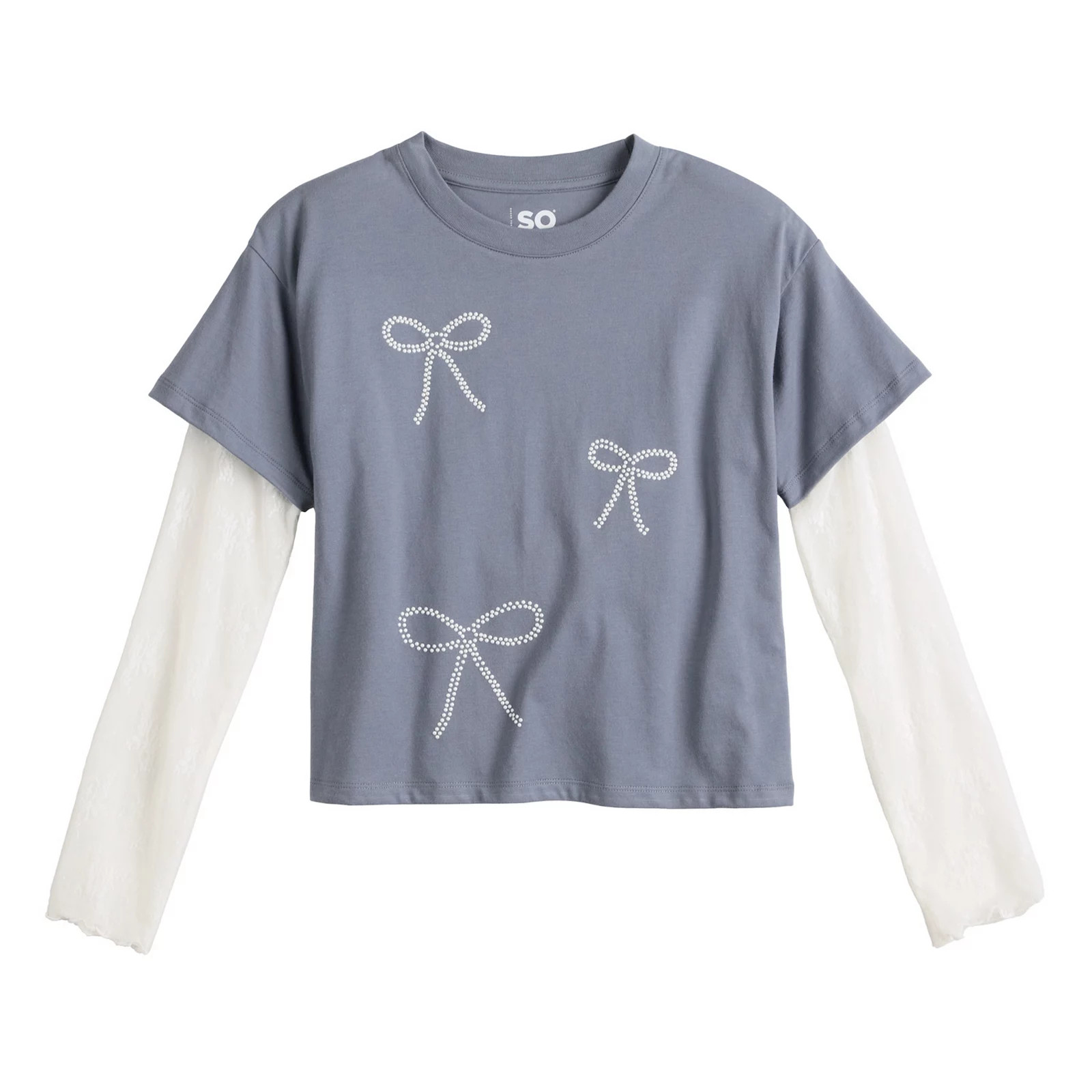 Girls 6-20 SO® Lace Sleeve Graphic Skater Tee in Regular & Plus Size | Kohl's