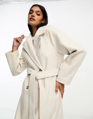 Stradivarius tailored trench coat in ecru | ASOS (Global)