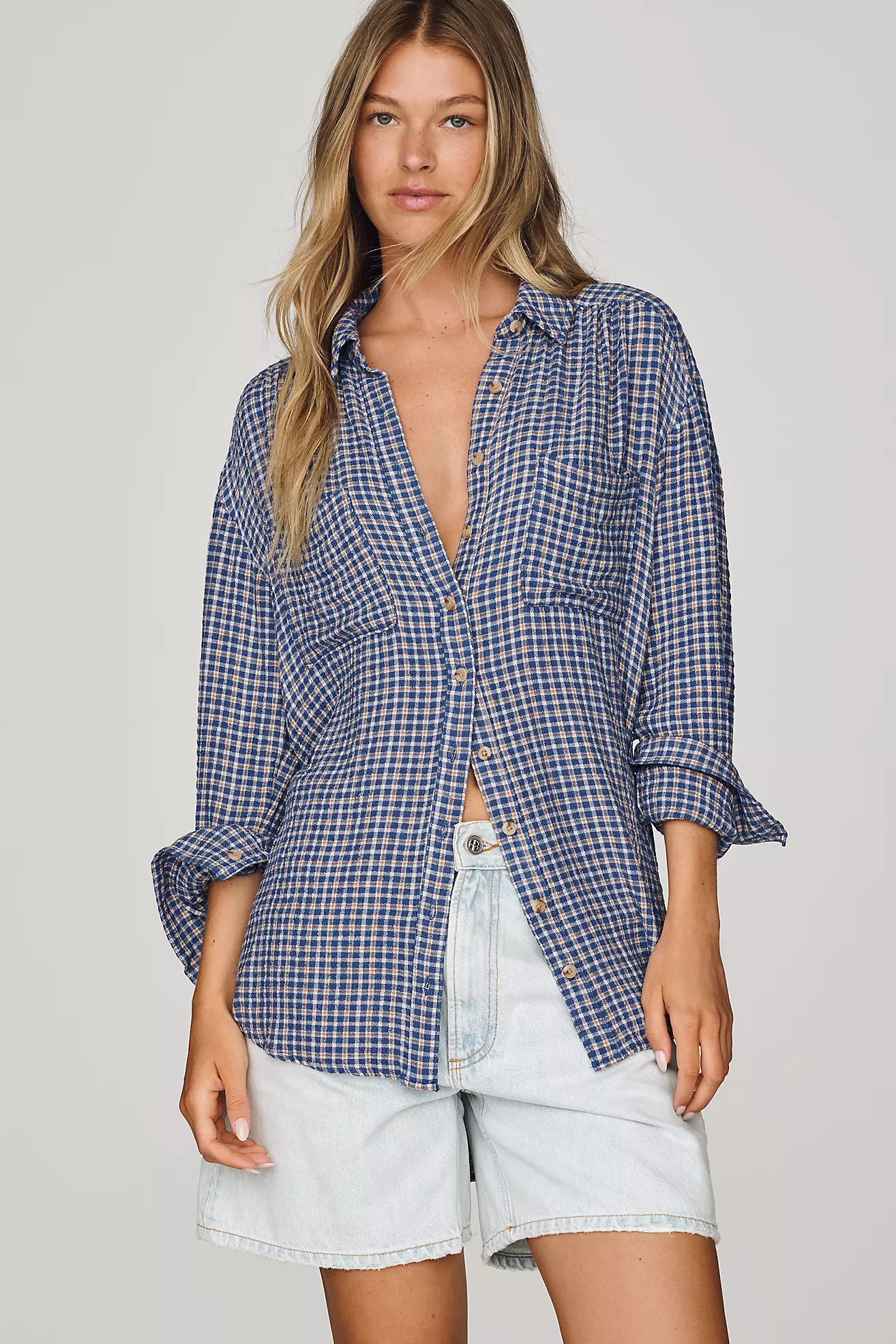 Pilcro Hadley Relaxed Plaid Buttondown Shirt | Anthropologie (US)