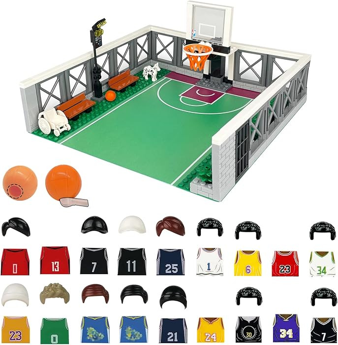 Basketball Court Building Block Set, with 18 Sport Figures, Compatible with Lego 853792 Accessory... | Amazon (US)