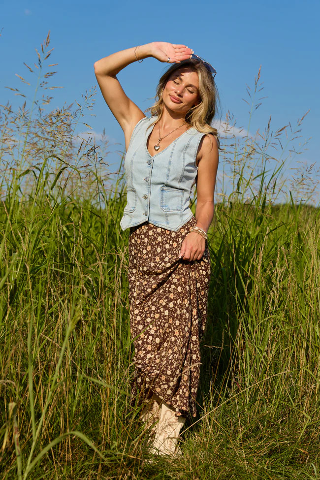 Wild Intentions Brown Floral Maxi Skirt | Pink Lily