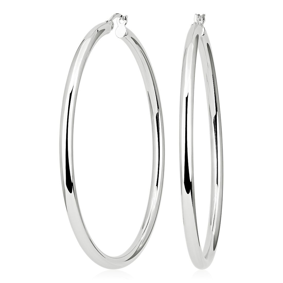 Statement Polished Hoop Earrings in Sterling Silver (3 x 67 mm) | Blue Nile | Blue Nile