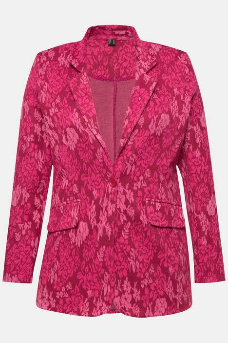 Jersey-Blazer, schmale Form, Jacquard Blumenmuster, Langarm | Happy Size - DE