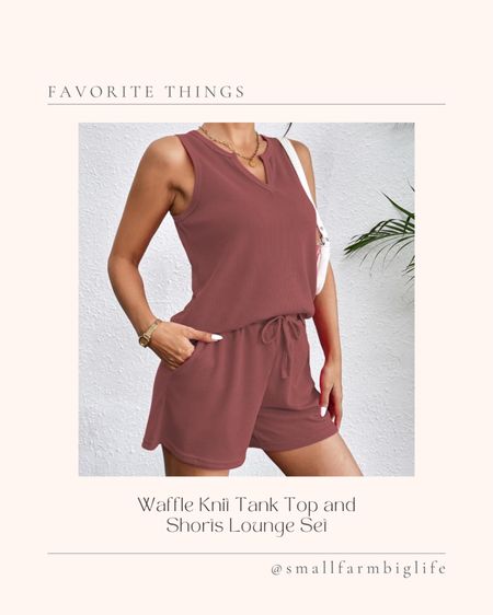 I’m 5’2” and 158 pounds. I have this set in ‘red’ (it’s really a rose pink color) and in army green (it’s true to its color name). I got a large and love the fit. Lounge wear. Lounge set. Vneck sleeveless tank top. Casual outfit. Summer outfit. Vacation outfit. Short and tank top set  

#LTKFindsUnder50 #LTKSeasonal #LTKMidsize