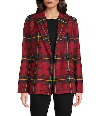 Lauren Ralph Lauren Plaid Wool Blend Double Breasted Blazer | Dillard's | Dillard's