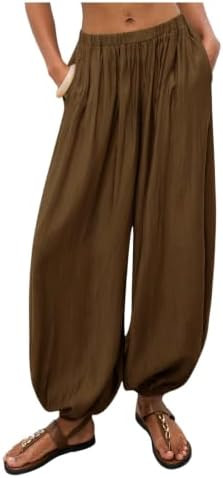 Verdusa Women's Balloon Pants Bohemian Low Waist Wide Leg Pants with Pocket | Amazon (US)