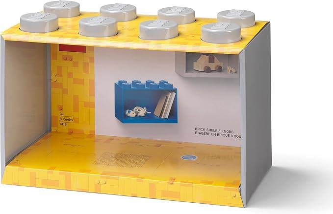 Room Copenhagen, Lego Brick Shelf Box - Stackable or Mountable Storage Compartment - 8 Stud, Grey | Amazon (US)