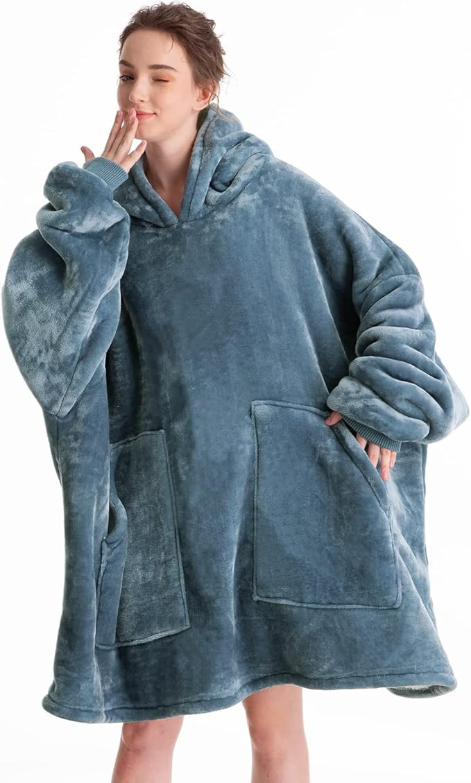Aemicion Blanket Hoodie for Adults,Sherpa Soft Warm Thick Oversized Wearable Sweatshirt Hooded Bl... | Amazon (US)