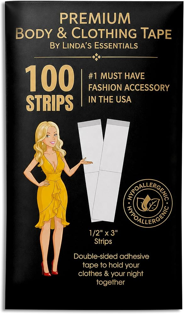 Linda's Essentials Double Sided Tape for Clothes, Body and Fashion (100 Pack) | Clothing and Hem ... | Amazon (US)