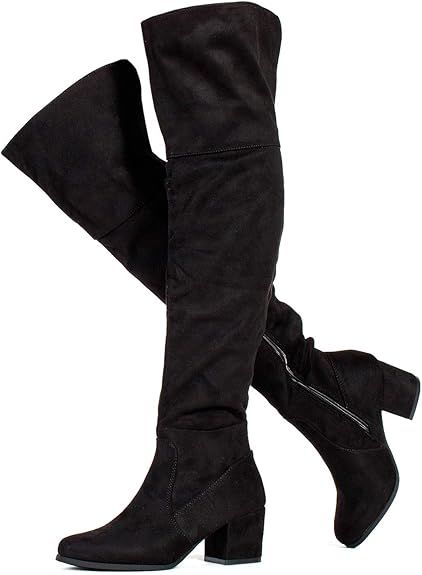 RF ROOM OF FASHION Paris-25 Women's Block Heel Pullon Over The Knee Boots (Medium Calf) | Amazon (US)