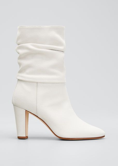 Manolo Blahnik Shushan Slouchy Suede Pull-On Boots, White | Bergdorf Goodman