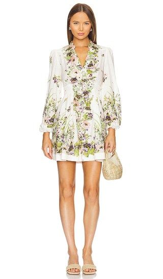 Halliday Plunge Mini Dress in Cream Multi Floral | Revolve Clothing (Global)