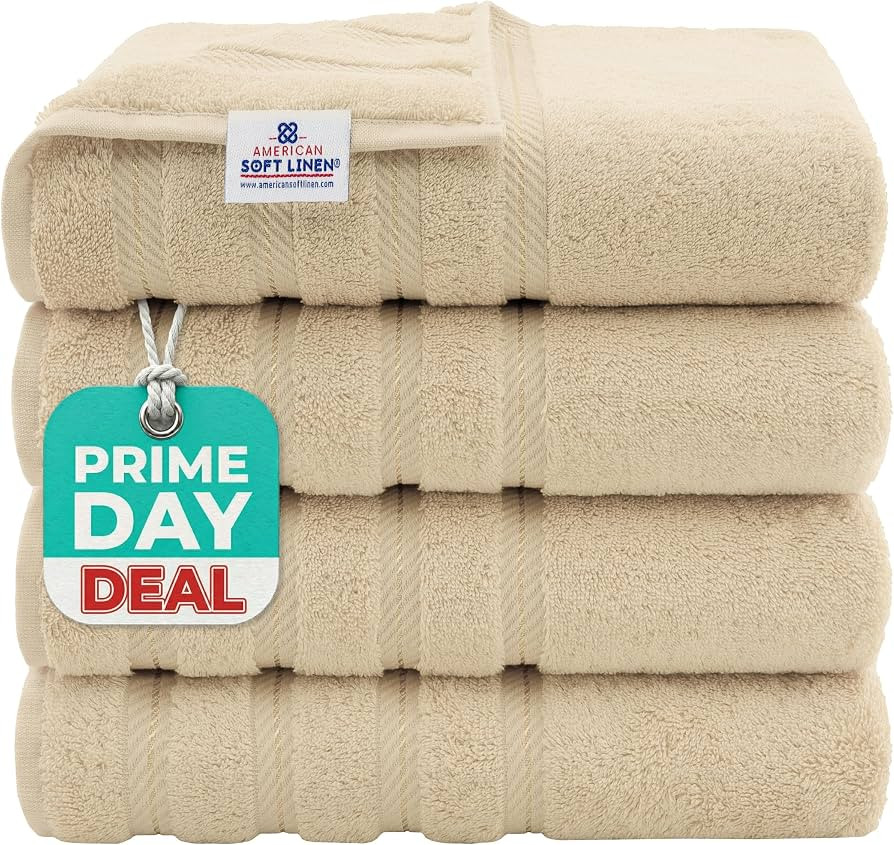 American Soft Linen Luxury 4 Piece Bath Towel Set, 600 GSM 100% Cotton Turkish Bath Towels for Ba... | Amazon (US)