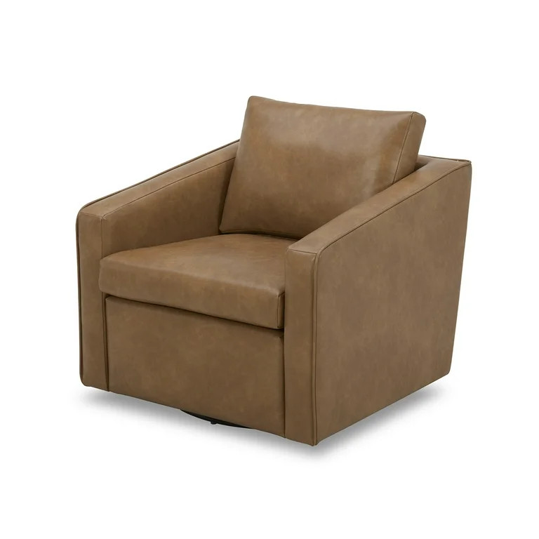 Better Homes & Gardens Steele Swivel Accent Chair, Camel Faux Leather | Walmart (US)