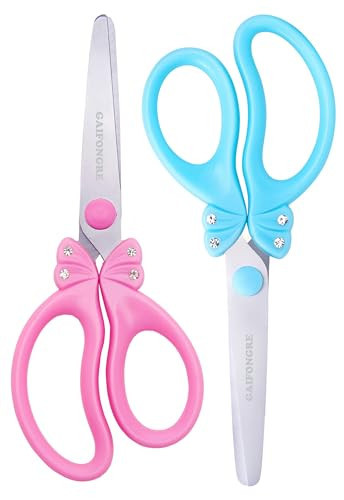GAIFONGRE 5″ Kids Safety Blunt Tip Scissors, Ages 5-8 & 8-10 for Girls,Rounded Edge & Ergonomic Handles for Small School Student Children Toddler Classroom Cutting Paper,Home DIY (Pink Blue) | Amazon (US)