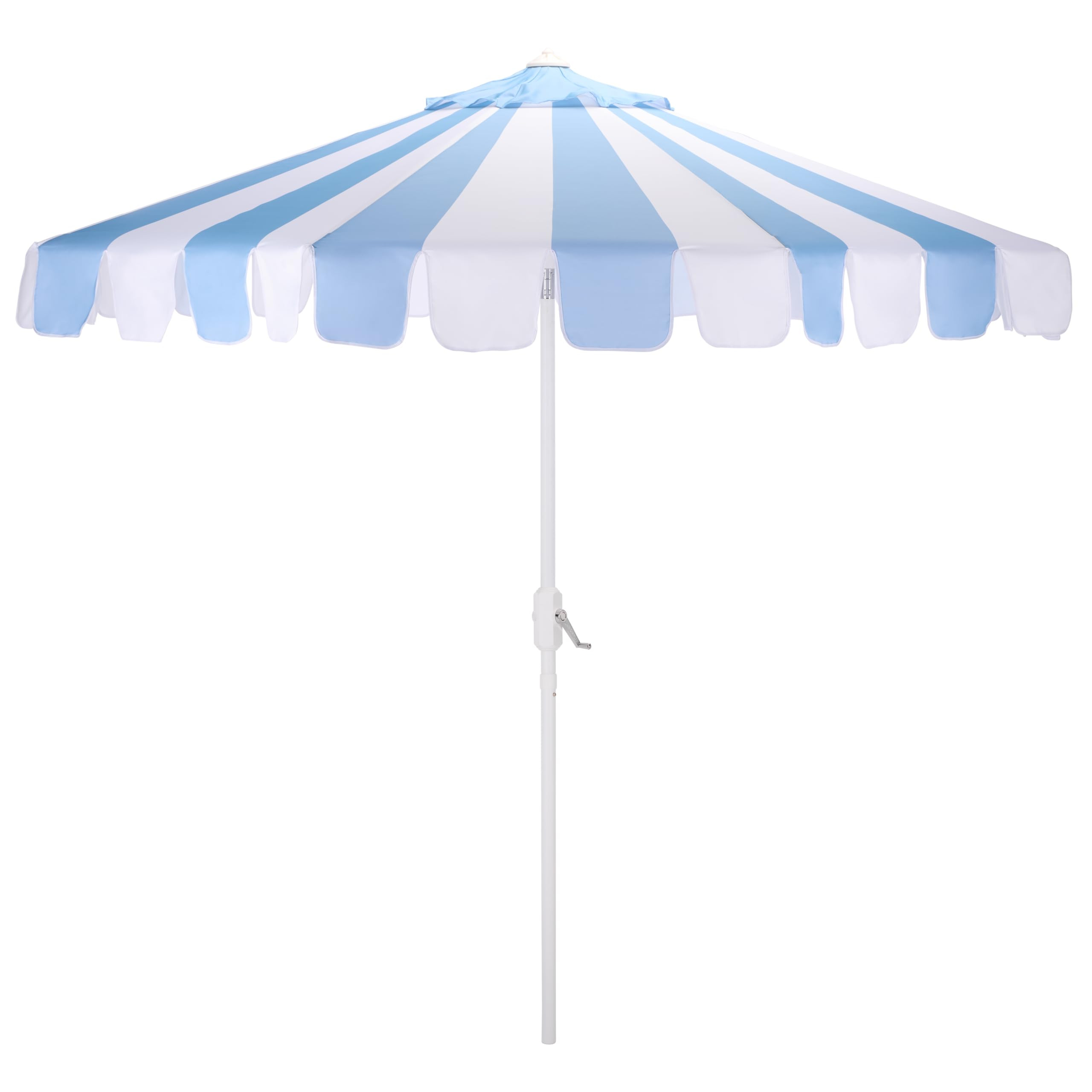 SAFAVIEH Outdoor Patio Furniture Collection – Meze 9 Ft Crank Patio Umbrella, Baby Blue Stripe ... | Amazon (US)