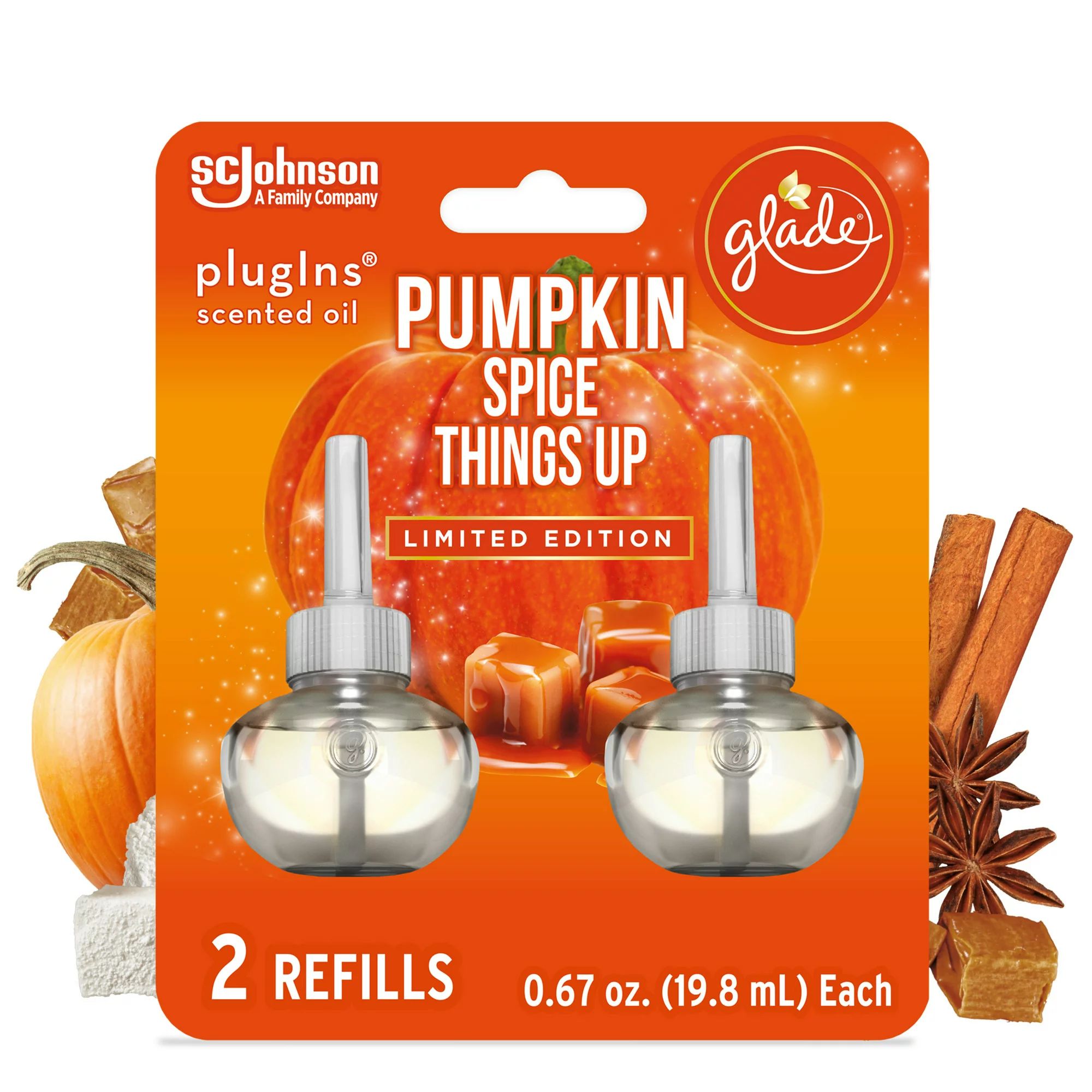 Glade PlugIns Refill 2 CT, Pumpkin Spice Things Up, 1.34 FL. OZ. Total, Scented Oil Air Freshener... | Walmart (US)