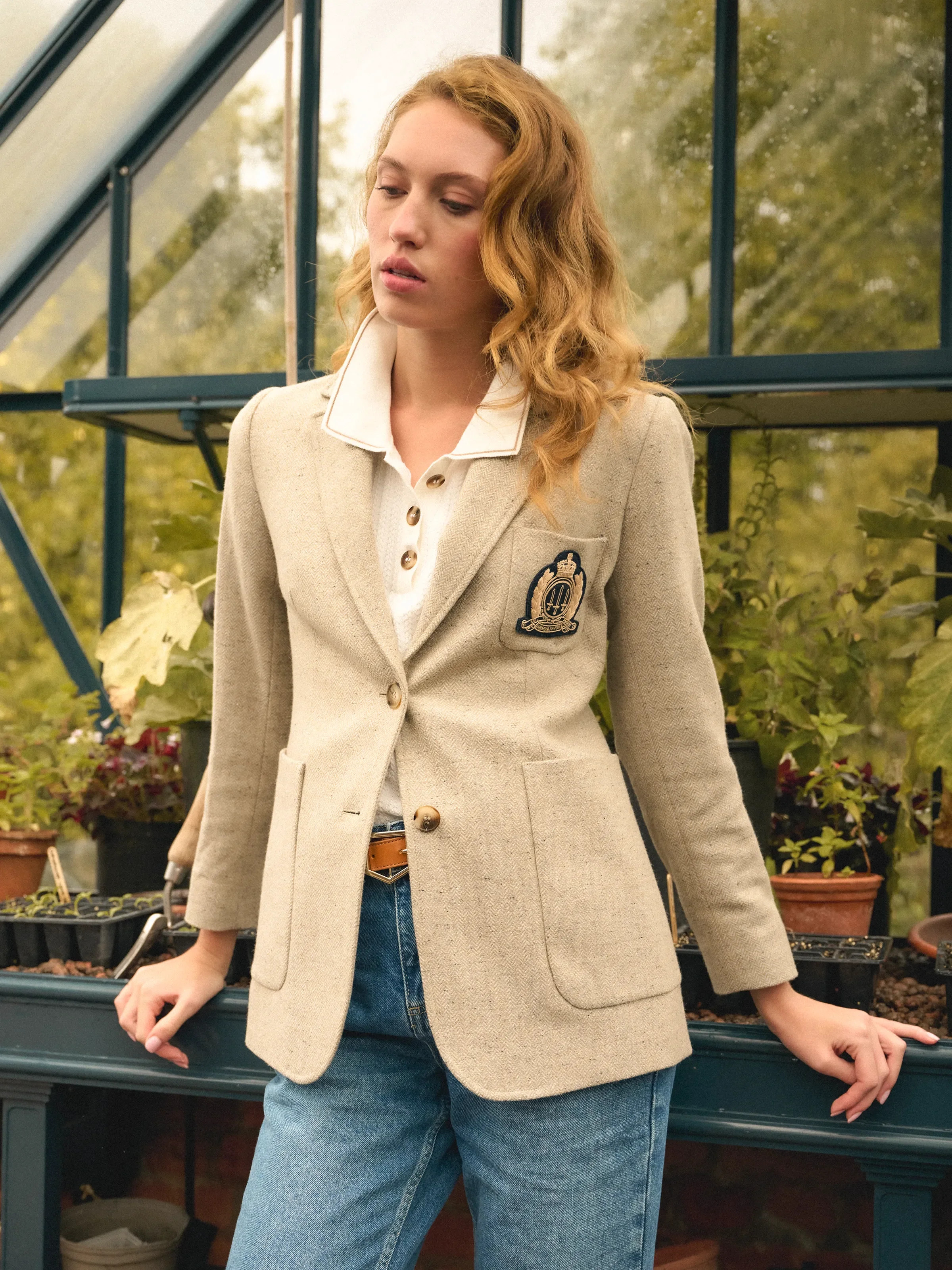 Henrietta - Women's Single Breasted Herringbone Blazer - Thunder | Fairfax & Favor | Fairfax & Favor (UK)
